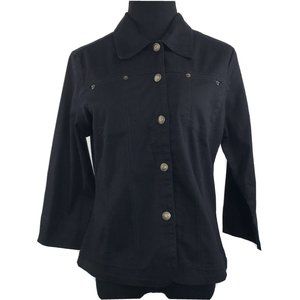Mirror Image Women 3/4 Sleeve Stretch Casual Jacket Cotton Black Size Medium‎